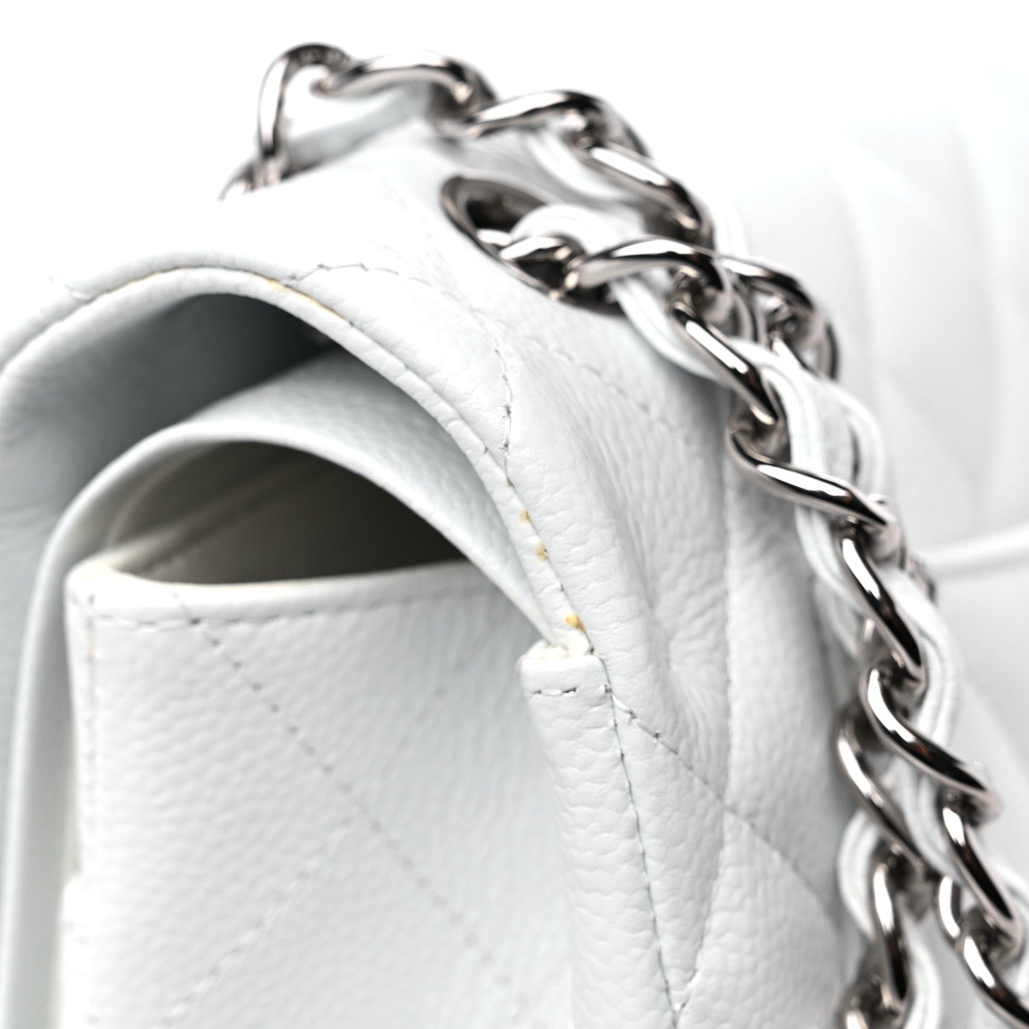 Chanel Caviar Quilted Jumbo Double Flap White 11 of 12