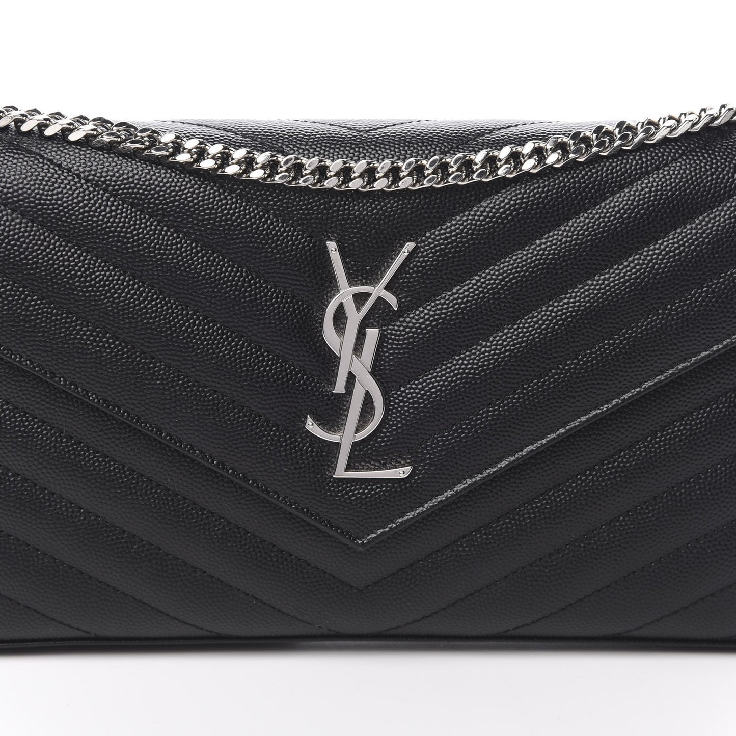 Grain De Poudre Matelasse Chevron Monogram Chain Wallet Black