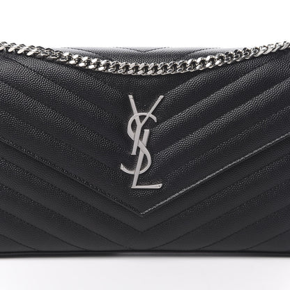 Saint Laurent Grain De Poudre Matelasse Chevron Monogram Chain Wallet Black 8 of 12