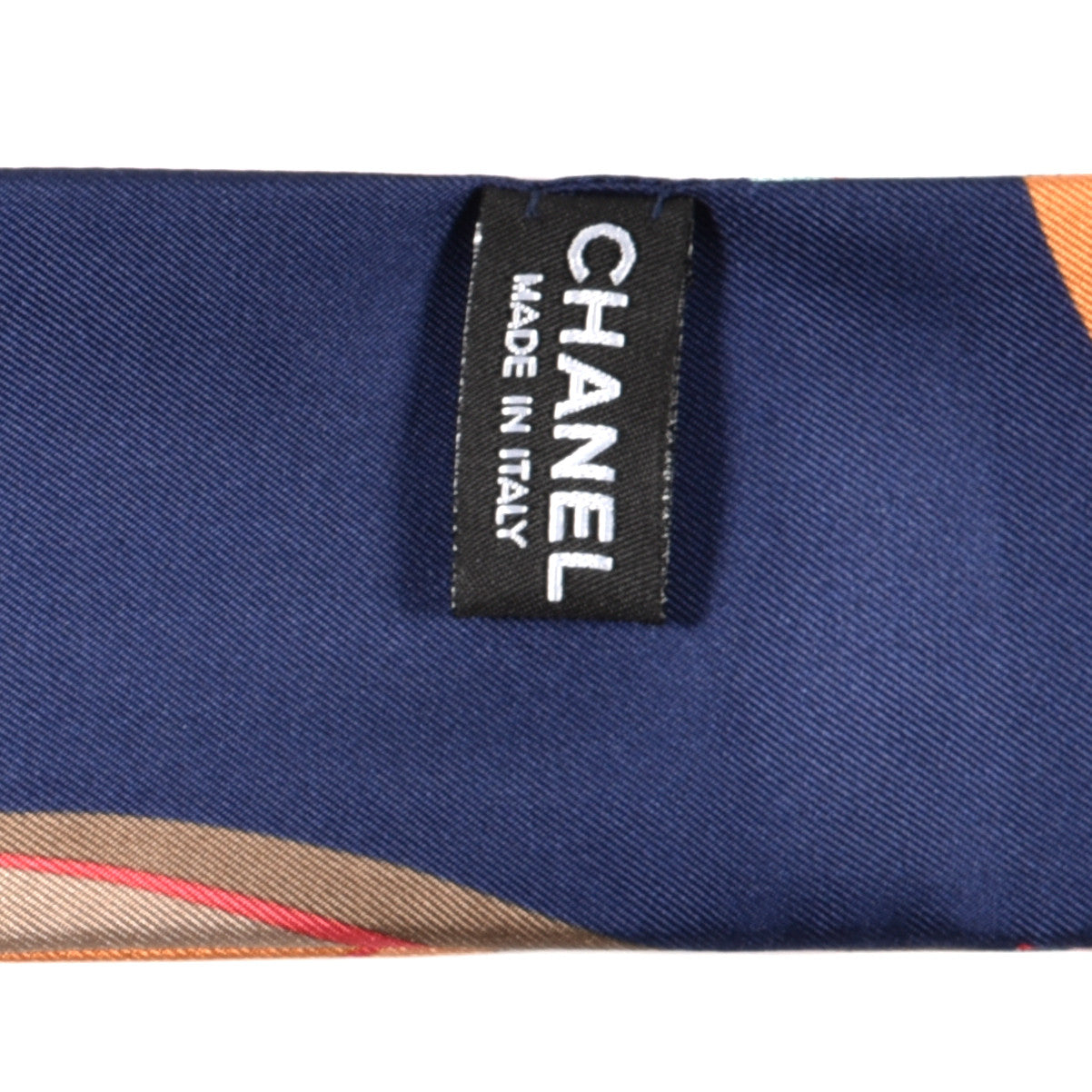 Chanel Silk Leaves Slim Bandeau Scarf Navy 3 of 3