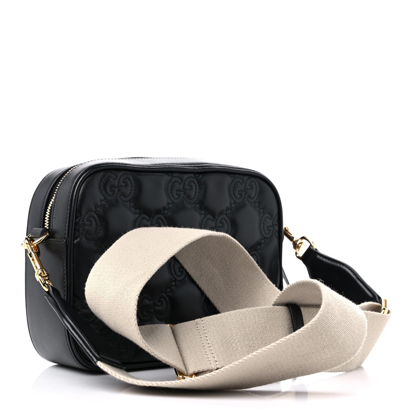 Calfskin GG Matelasse Shoulder Bag Black Natural