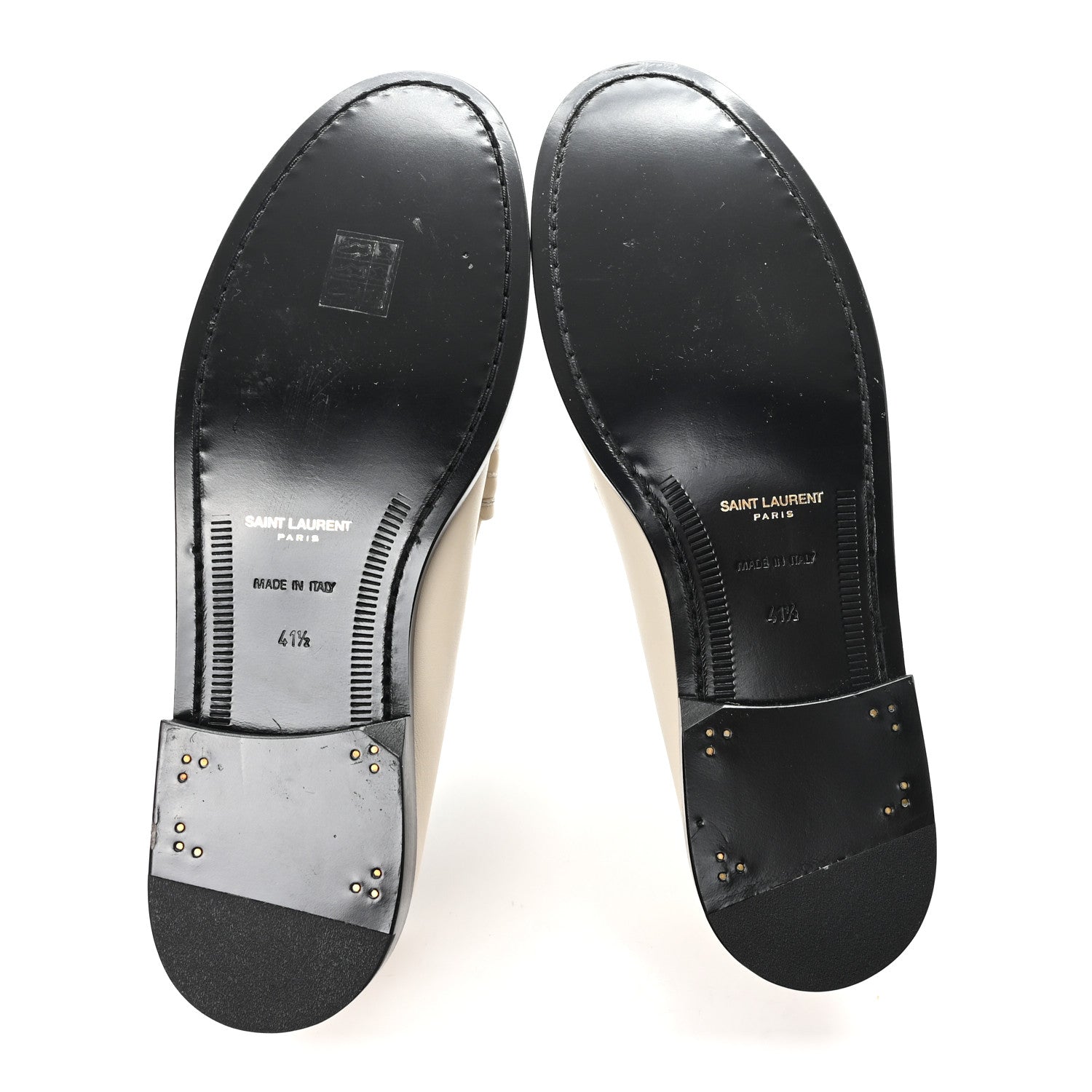 Saint Laurent Calfskin Penny Loafers 41.5 Pearl 6 of 10