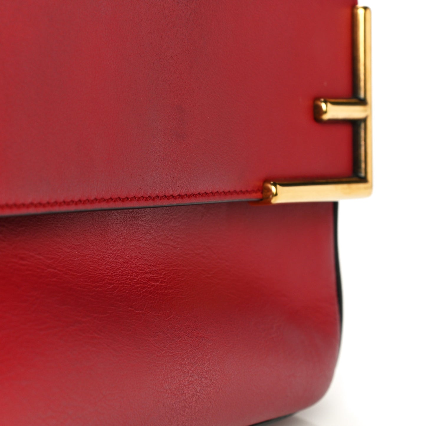 Vitello Grace Glazed Fabric FF 1974 Double F Shoulder Bag Fragola Mogano Panna