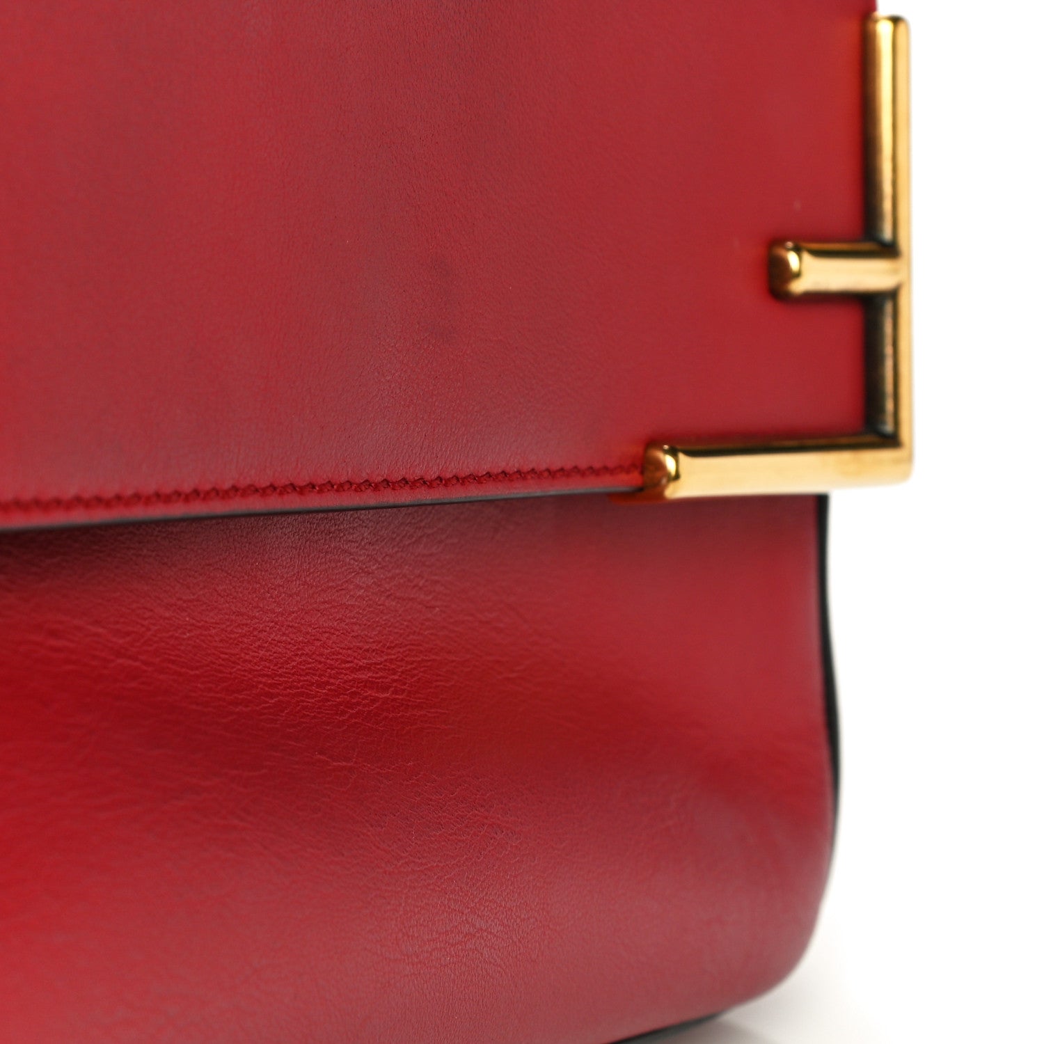 Fendi Vitello Grace Glazed Fabric FF 1974 Double F Shoulder Bag Fragola Mogano Panna 12 of 12