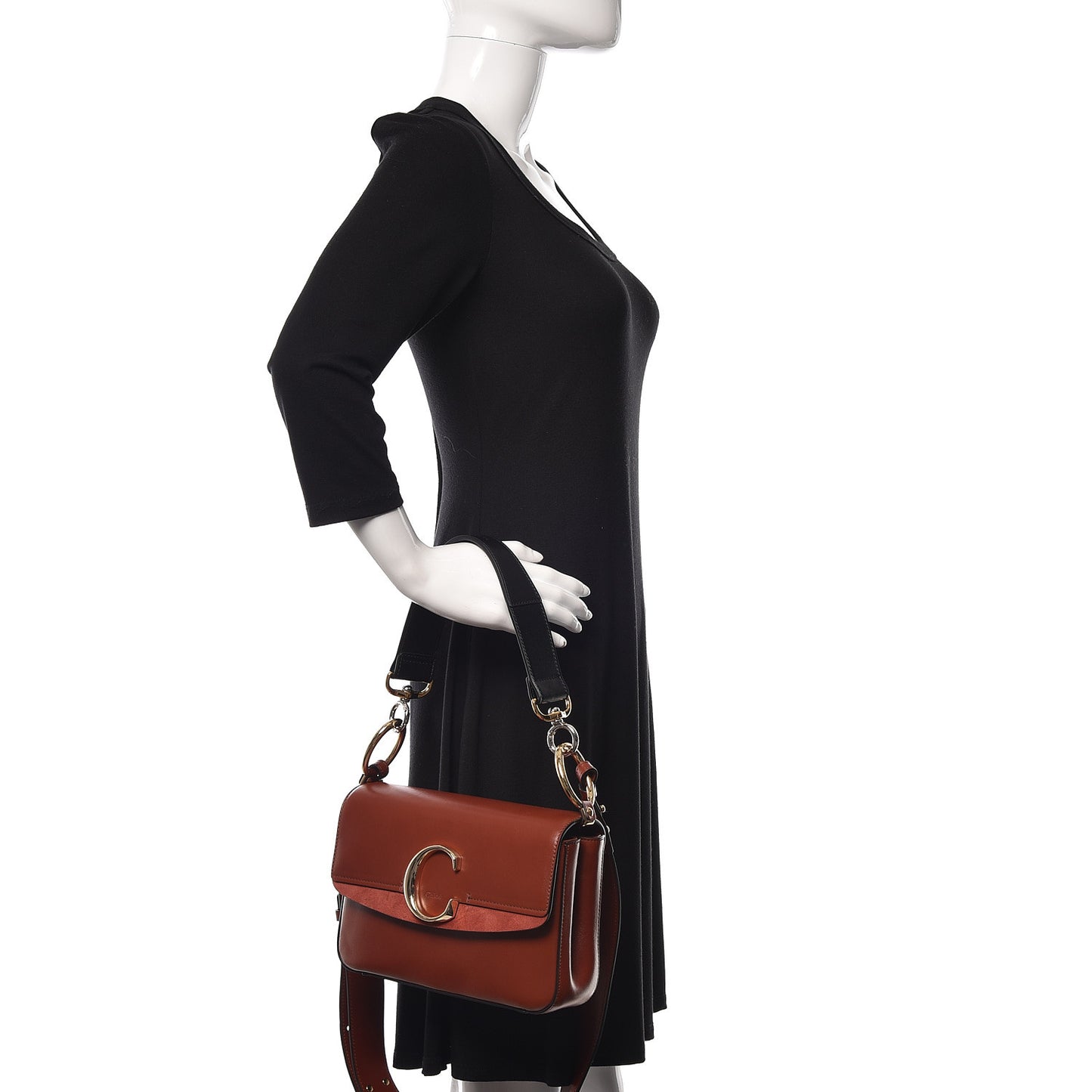 Calfskin Small C Double Carry Sepia Brown