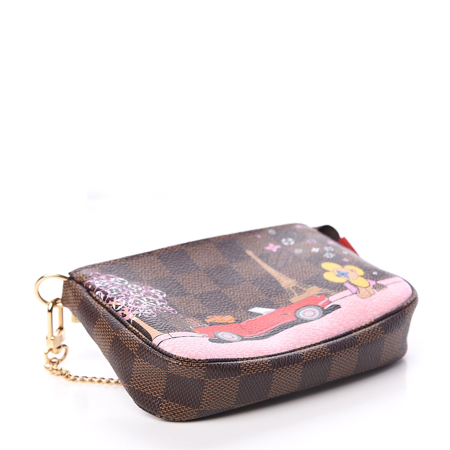 Louis Vuitton Damier Ebene 2019 Christmas Animation Mini Pochette Accessories Red 3 of 6