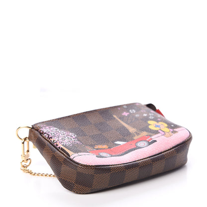 Louis Vuitton Damier Ebene 2019 Christmas Animation Mini Pochette Accessories Red 3 of 6