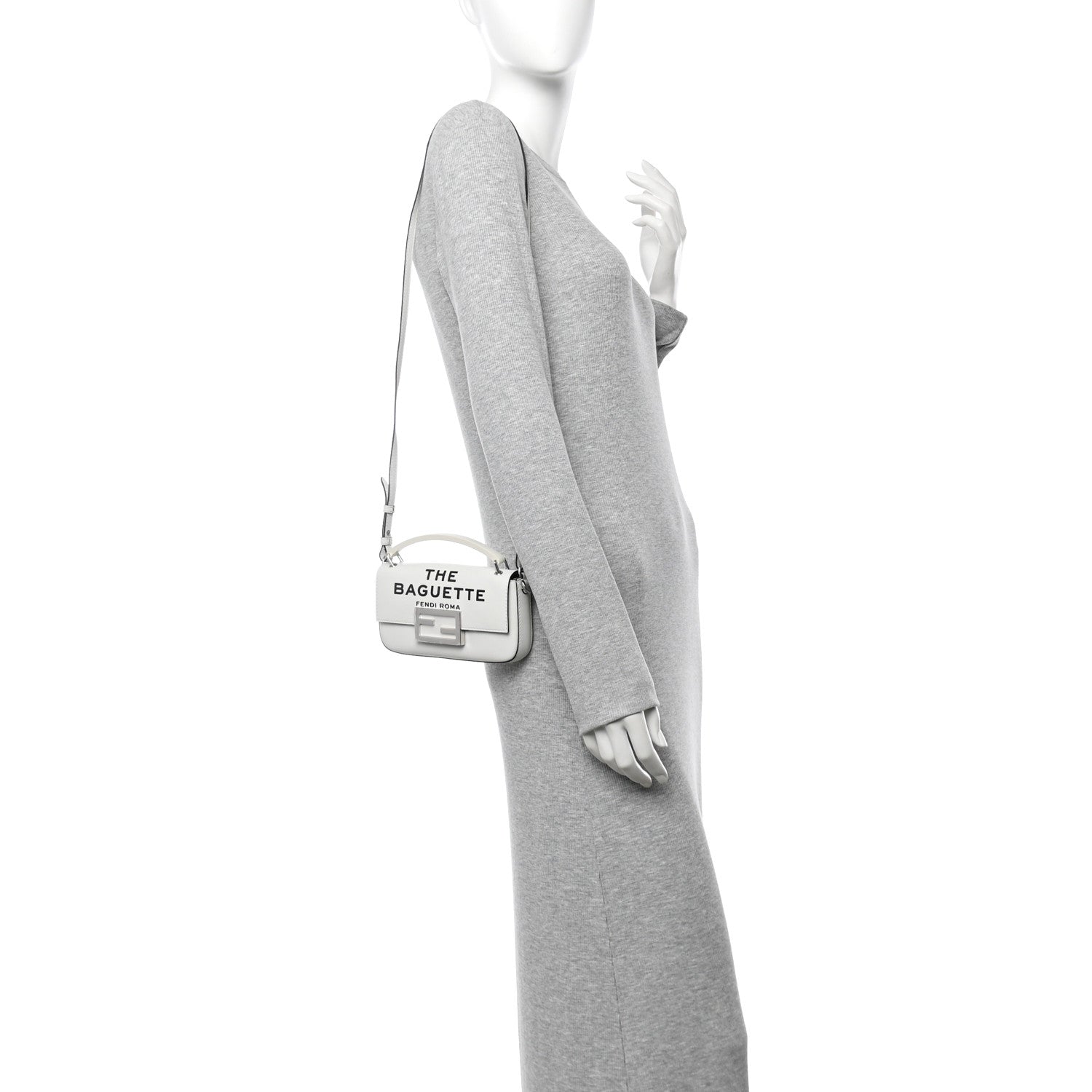 Fendi X MARC JACOBS Nappa Logo Phone Baguette White Black 3 of 10