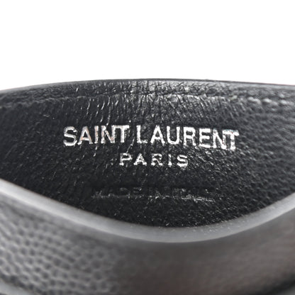 Saint Laurent Grain De Poudre Matelasse Chevron Monogram Credit Card Case Black 6 of 7