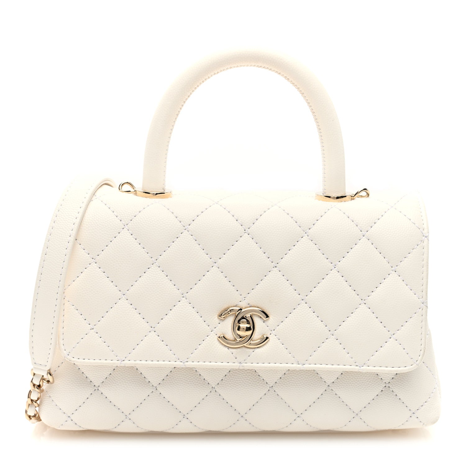 Chanel Caviar Quilted Mini Coco Handle Flap White 1 of 10