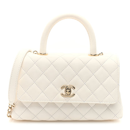 Chanel Caviar Quilted Mini Coco Handle Flap White 1 of 10