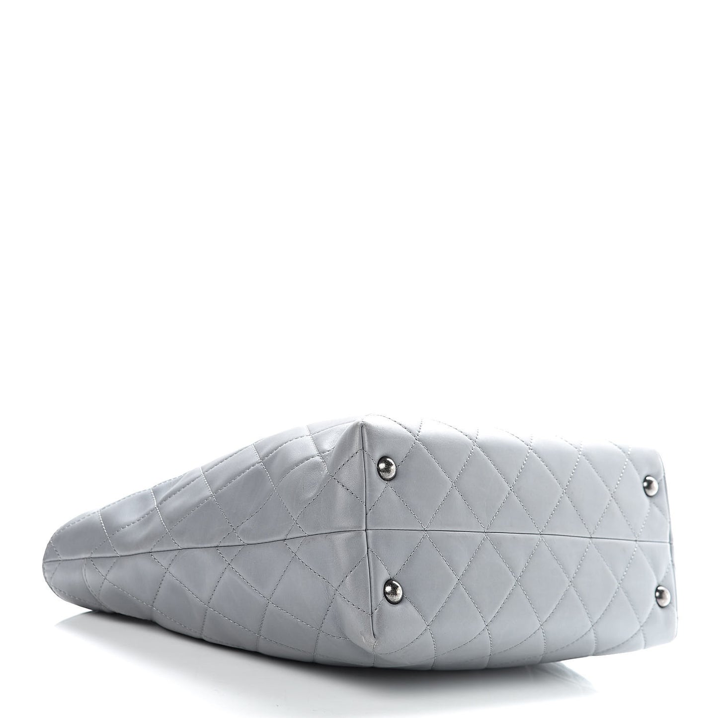Calfskin Quilted Large Shopping In Chains Tote Light Grey