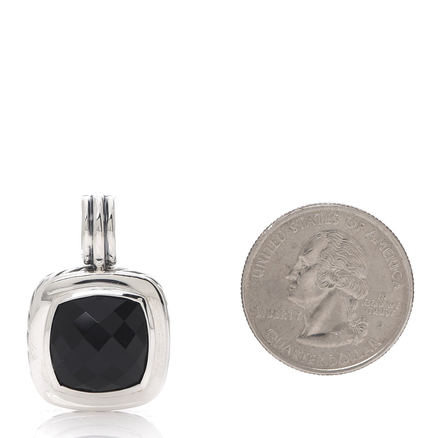 Sterling Silver Black Onyx 14mm Albion Enhancer Pendant