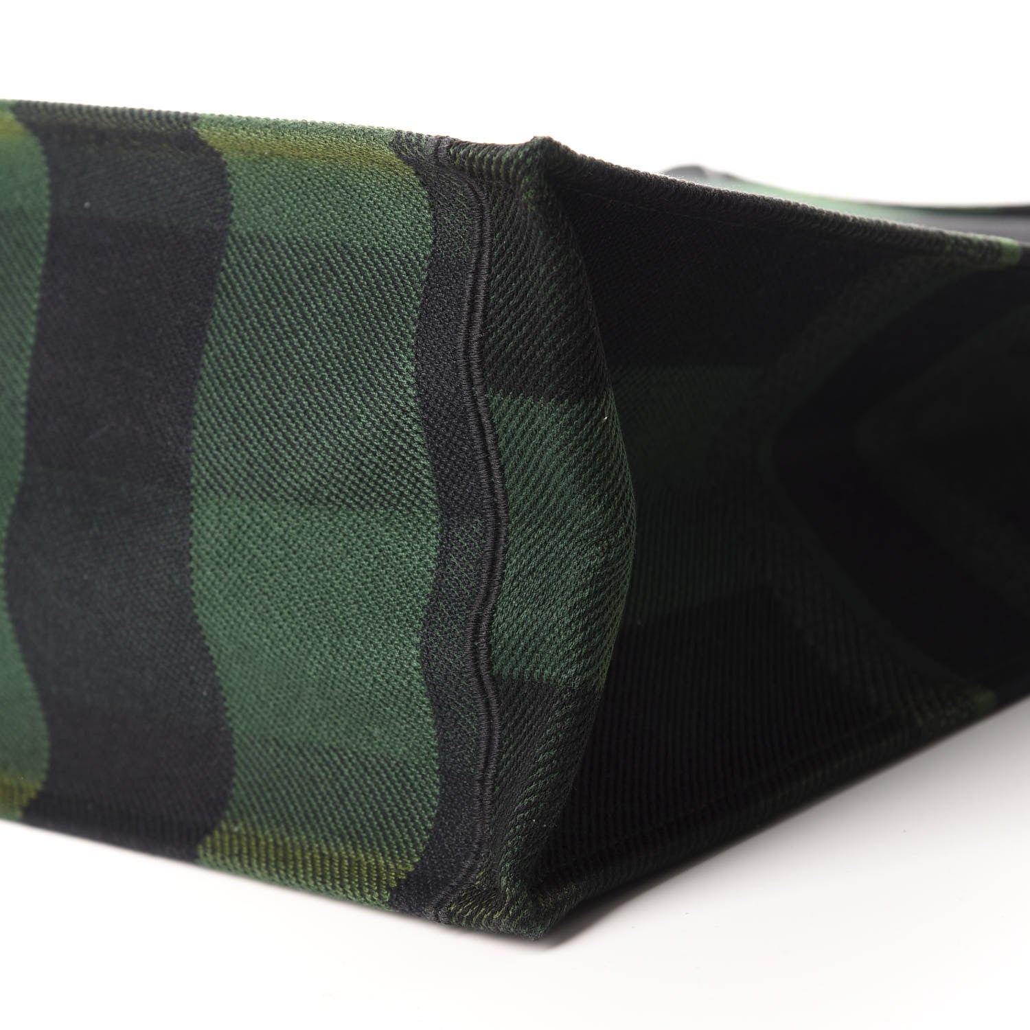 Christian Dior Canvas Embroidered Checkered Book Tote Black Green 7 of 10