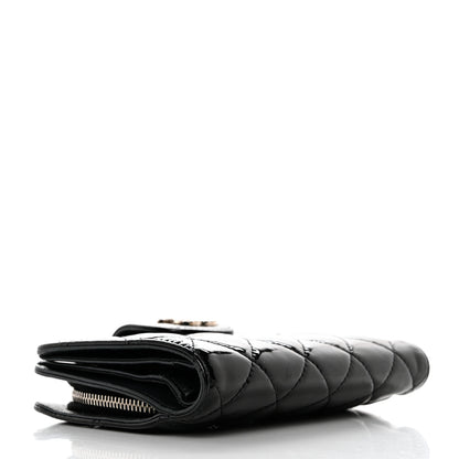 Chanel Patent Quilted Brilliant Zipped Pocket Wallet Black 4 of 9