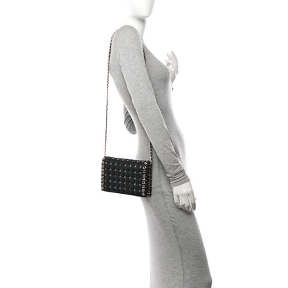 Chanel Lambskin Chocolate Bar Piercing CC Studded Small Chain Flap Bag Black 3 of 12