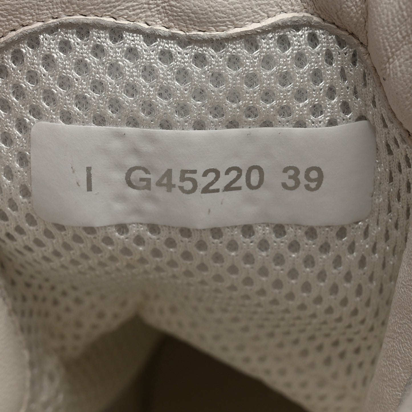 Calfskin Fabric Mesh Strass Womens CC Sneakers 39 White Silver