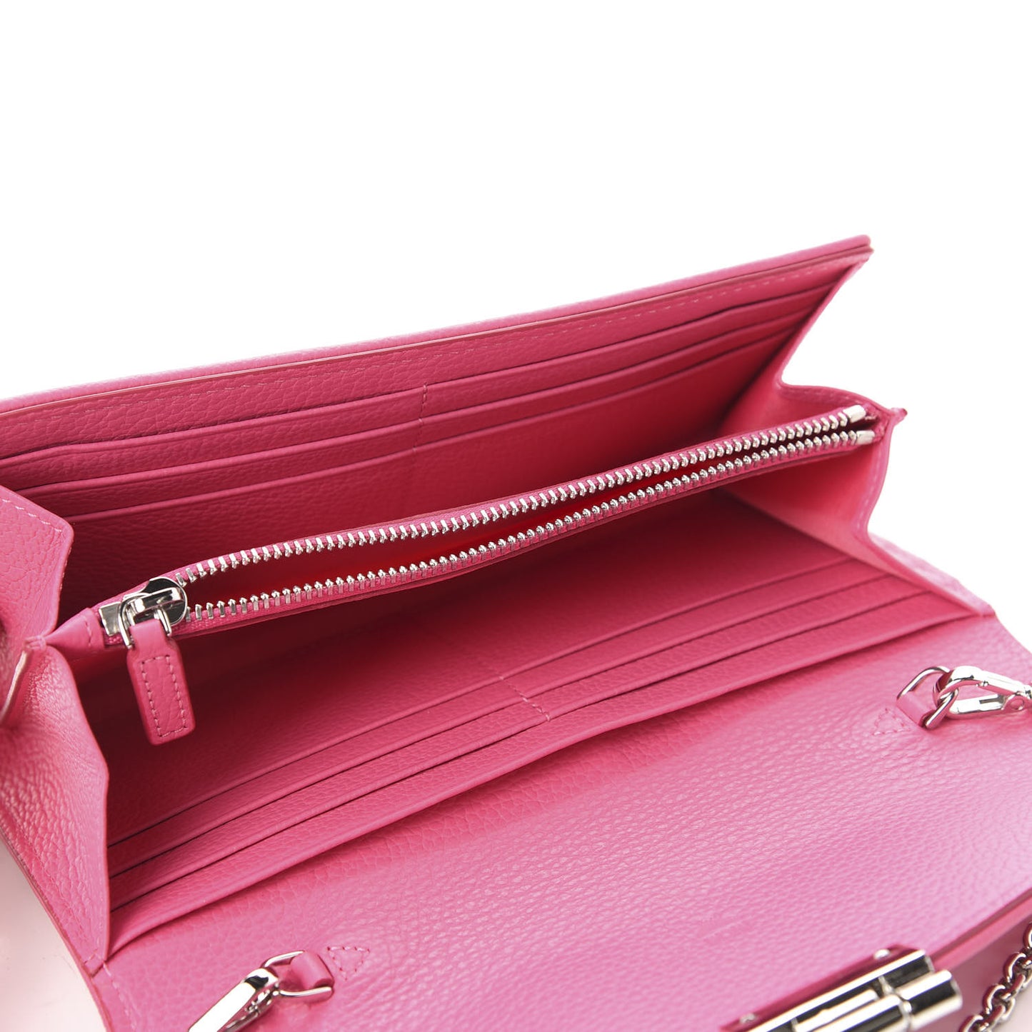 Calfskin Large Patricia Wallet On Chain Pink