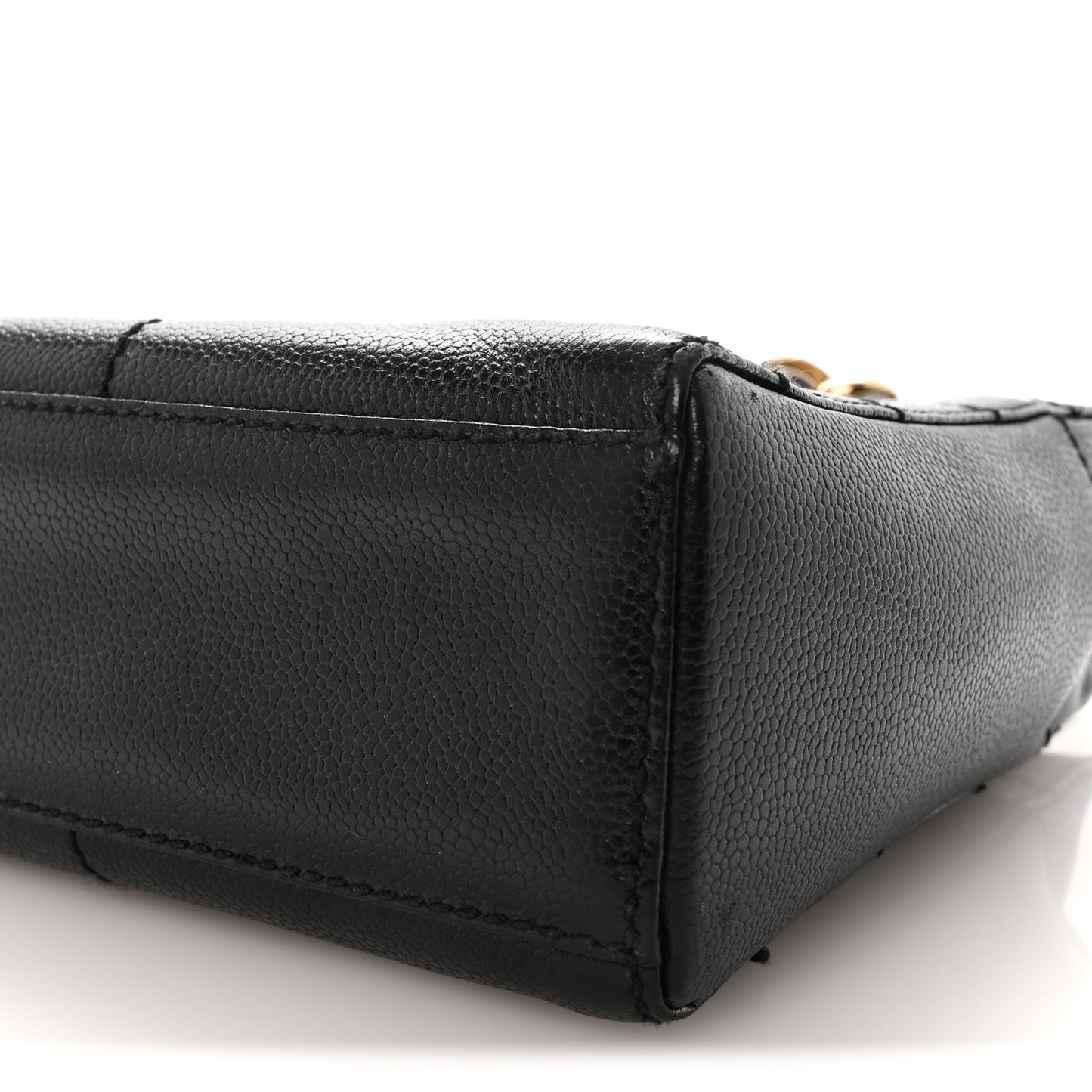 Caviar Stitched Chocolate Bar Shopping Tote Black