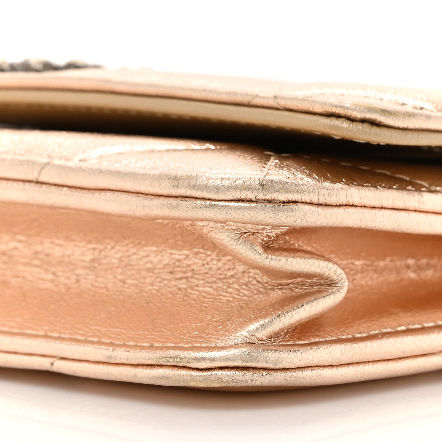 Chanel Metallic Goatskin Quilted Chanel 19 Wallet On Chain WOC Gold 10 of 15