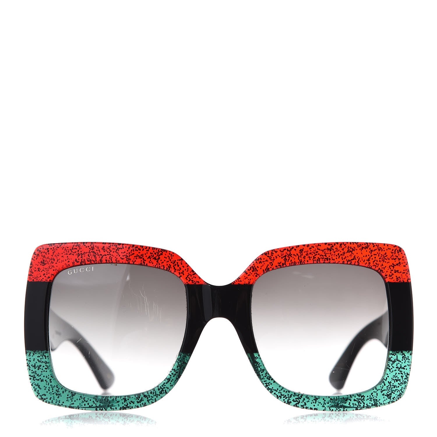 Gucci Square Frame GG0083S Sunglasses Glitter Red Black Green 3 of 9