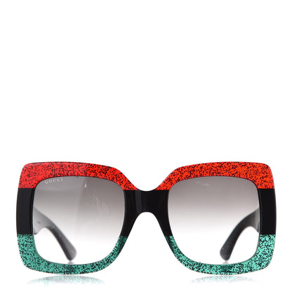 Gucci Square Frame GG0083S Sunglasses Glitter Red Black Green 3 of 9