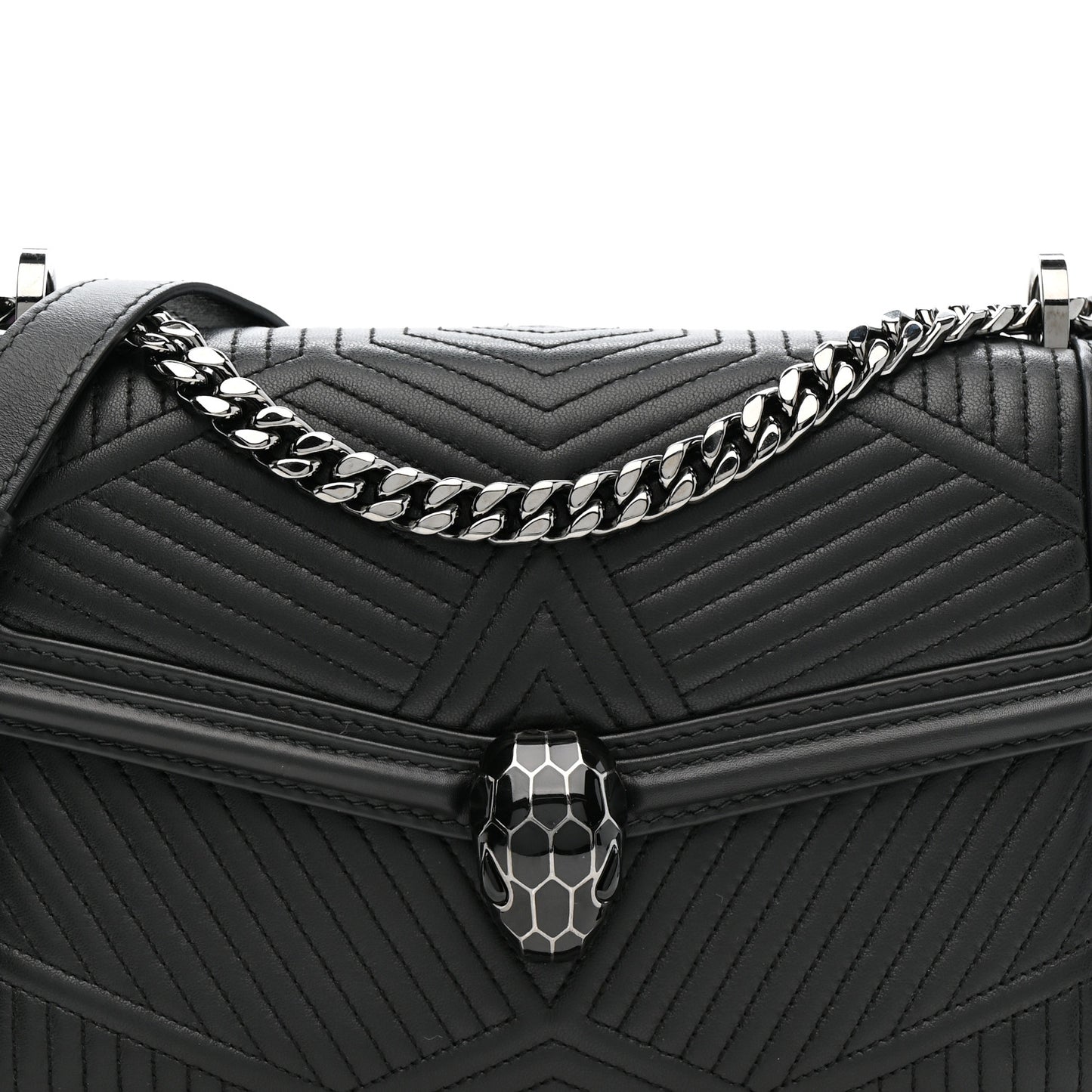 Quilted Nappa Smooth Calfskin Serpenti Forever Diamond Blast Shoulder Bag Black