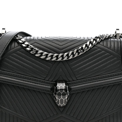 Bulgari Quilted Nappa Smooth Calfskin Serpenti Forever Diamond Blast Shoulder Bag Black 8 of 10