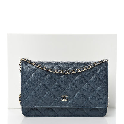 Chanel Iridescent Caviar Quilted Wallet On Chain WOC Blue 11 of 11