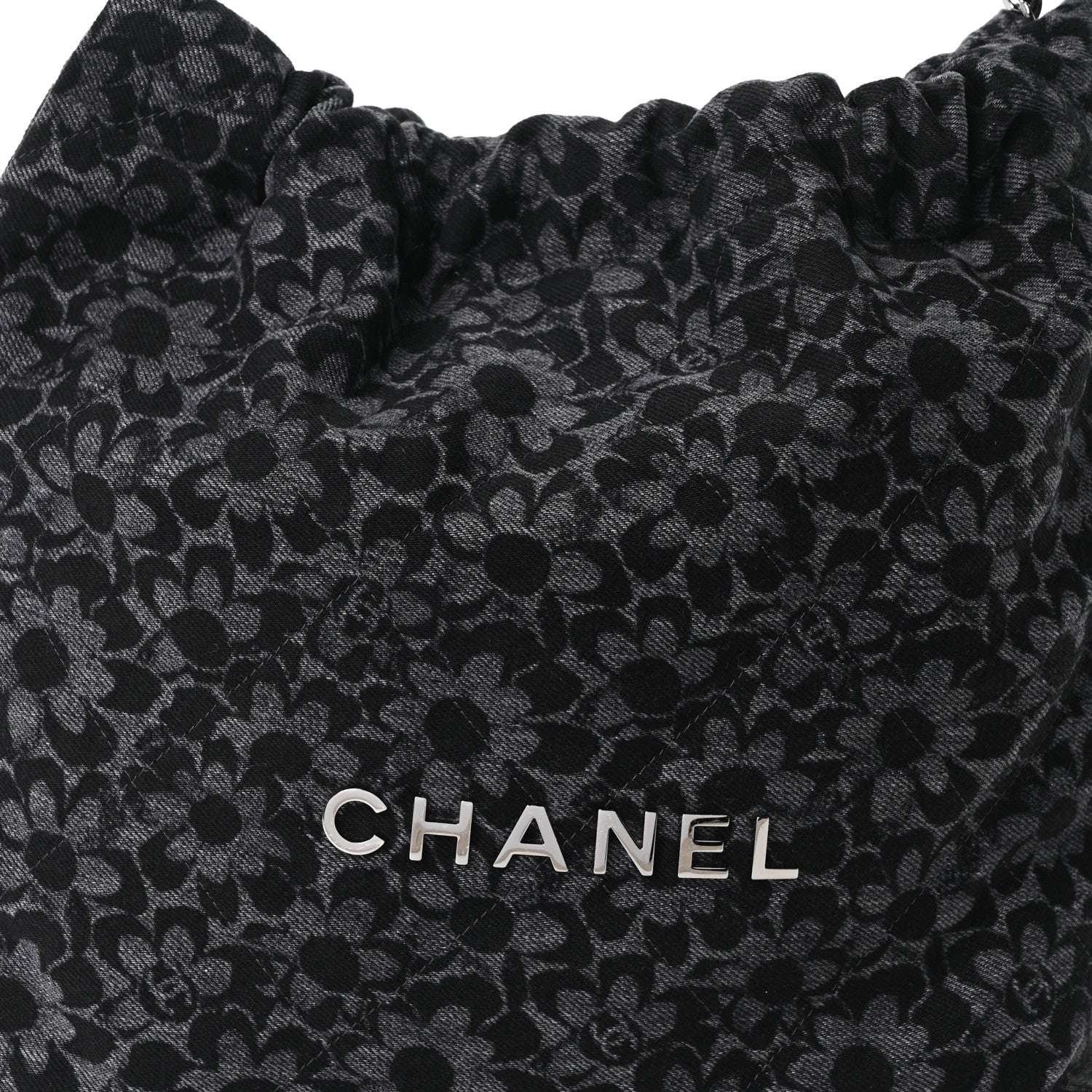 Chanel Denim Quilted Floral Print Small Chanel 22 Black 9 of 12