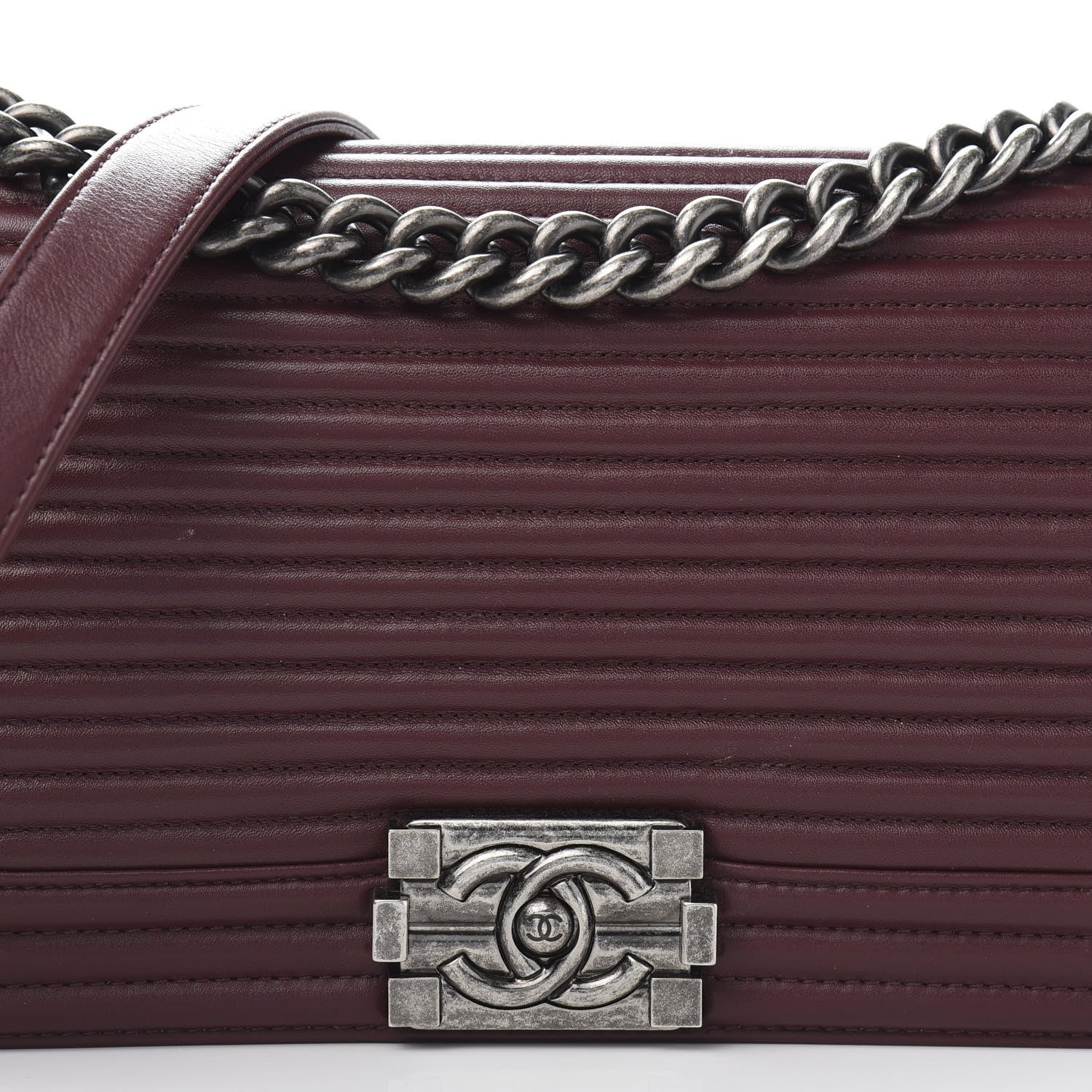 Chanel Calfskin Horizontal Quilted Medium Boy Flap Burgundy 12 of 13