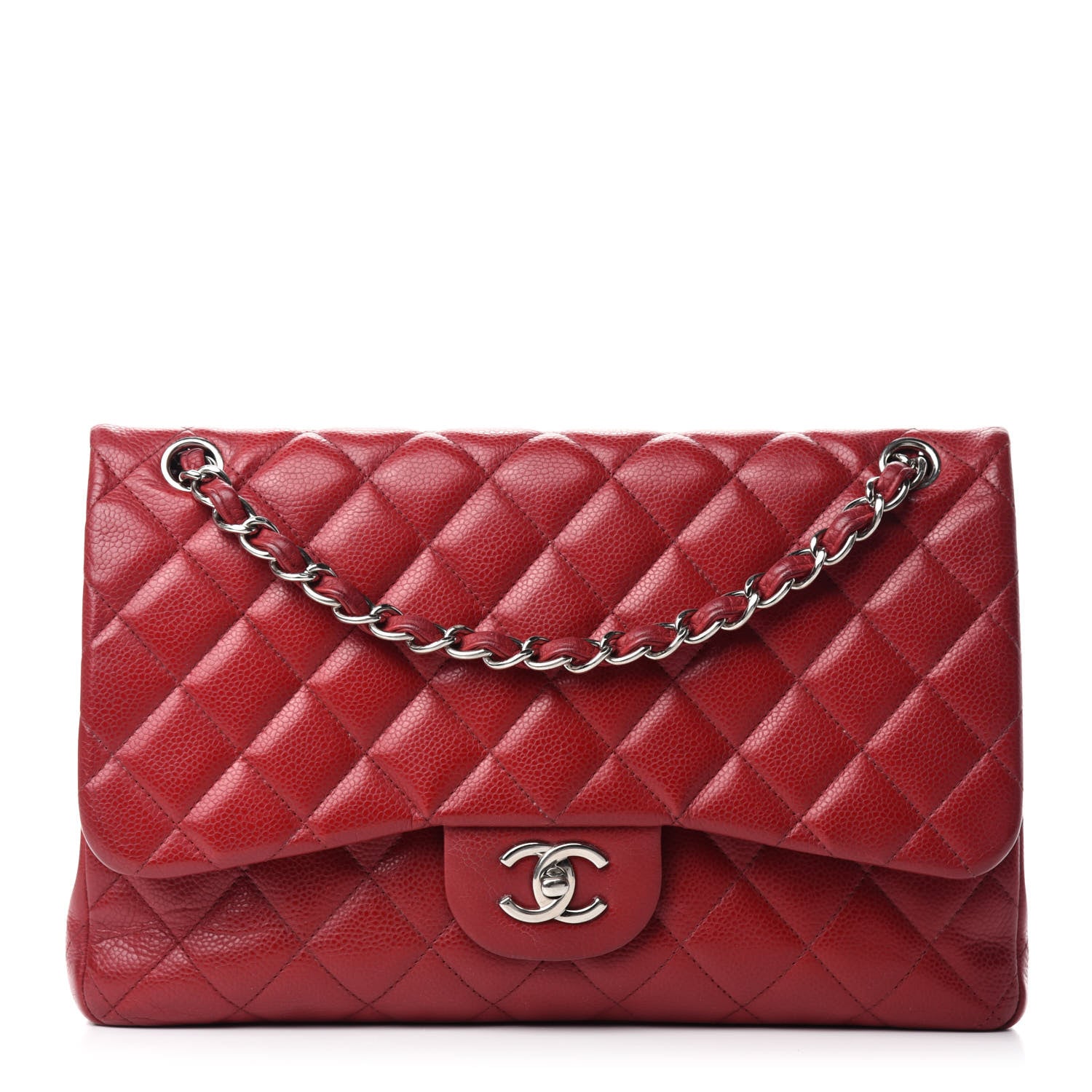 Chanel Caviar Quilted Jumbo Double Flap Dark Red 1 of 13