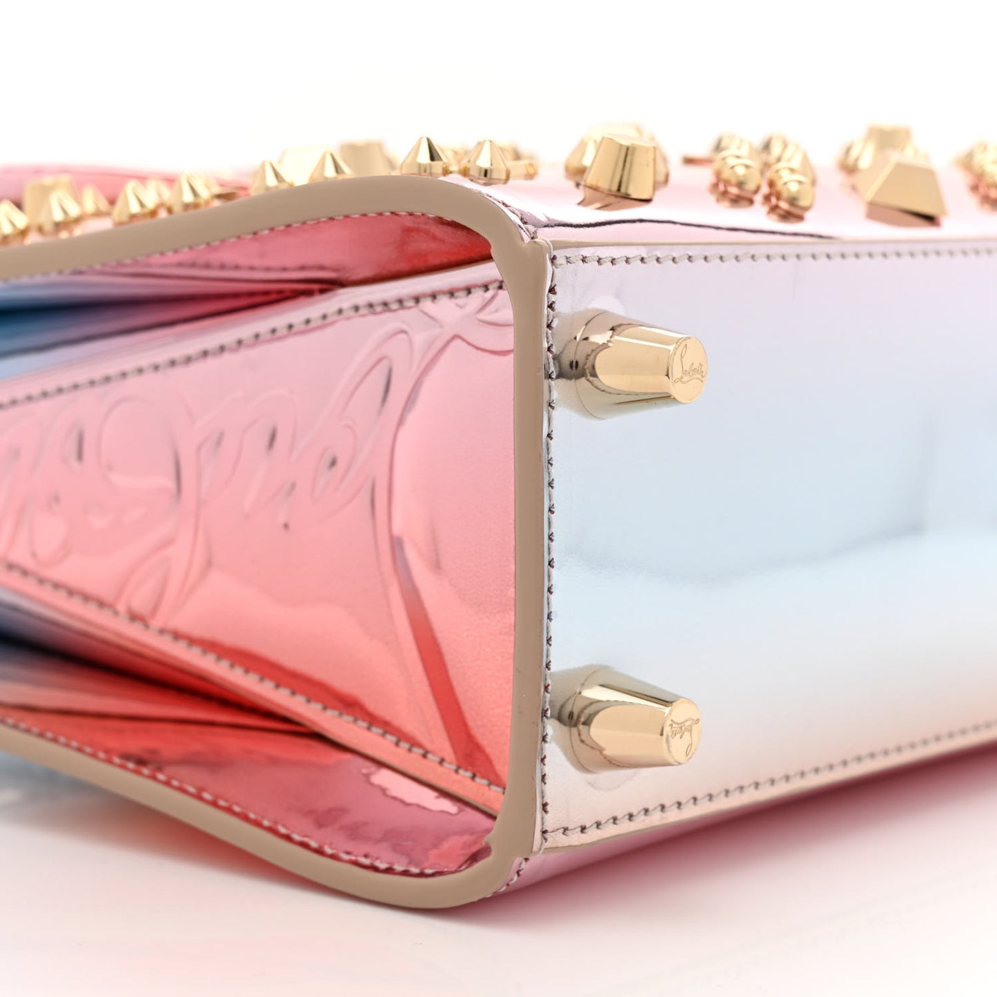 Mirror Degrade Spikes Loubinthesky Mini Paloma Leche Gold