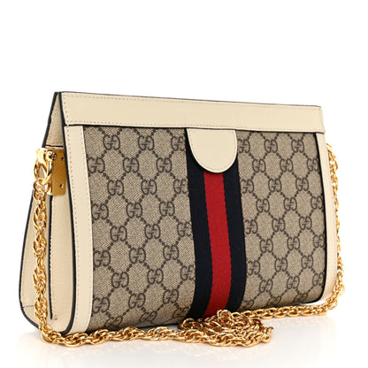 Gucci GG Supreme Monogram Textured Calfskin Web Small Ophidia Chain Shoulder Bag Beige Ebony Mystic White 3 of 10