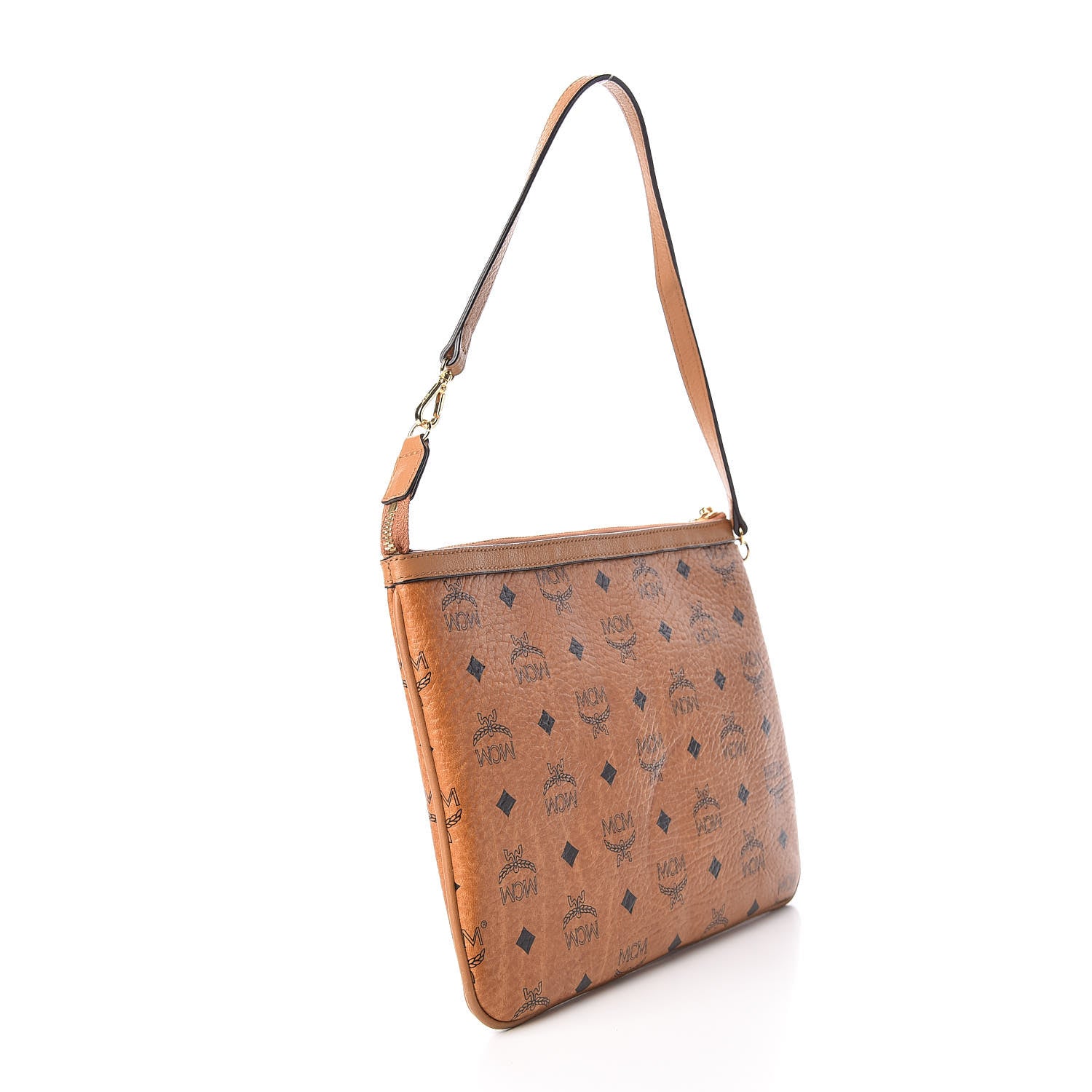 MCM Visetos Liz Shopper Tote Pouch Cognac 3 of 10