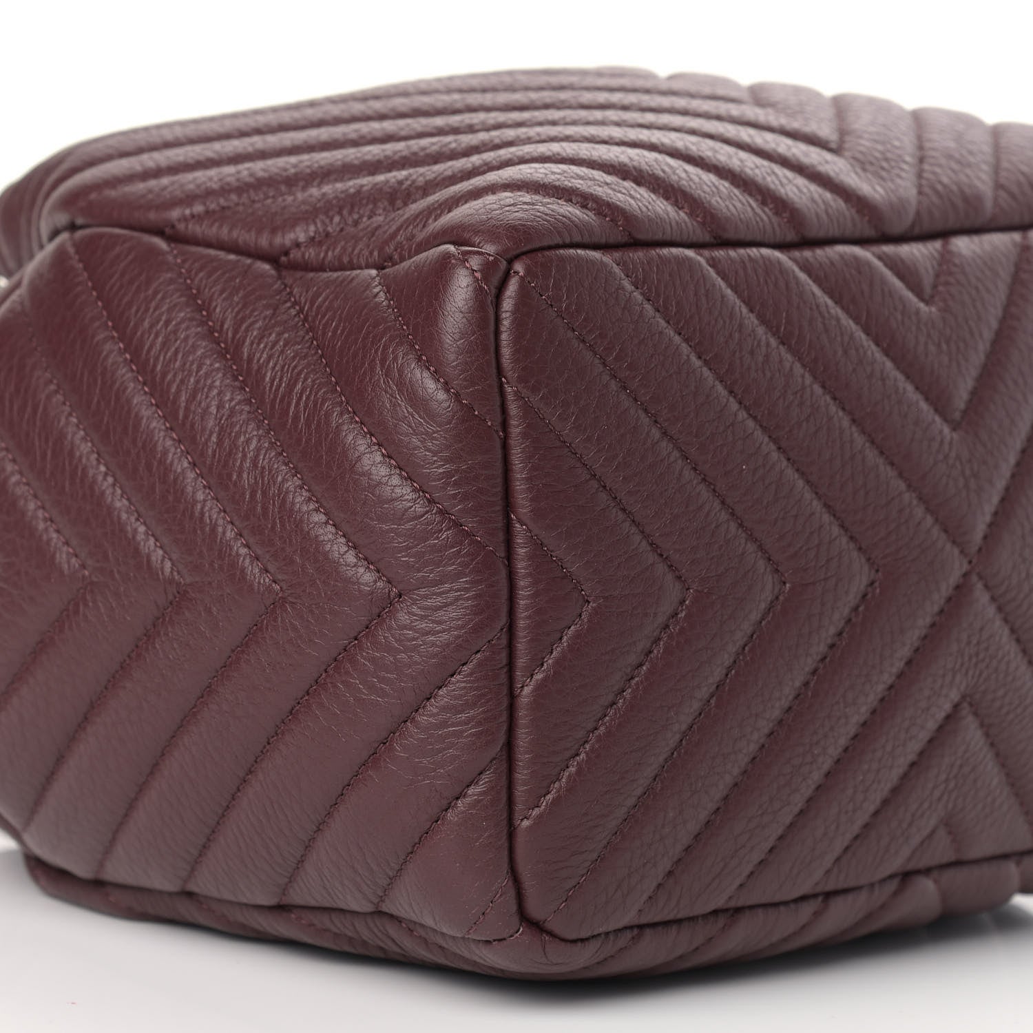 Chanel Deerskin Chevron Small CC Chain Bucket Bag Burgundy 7 of 9