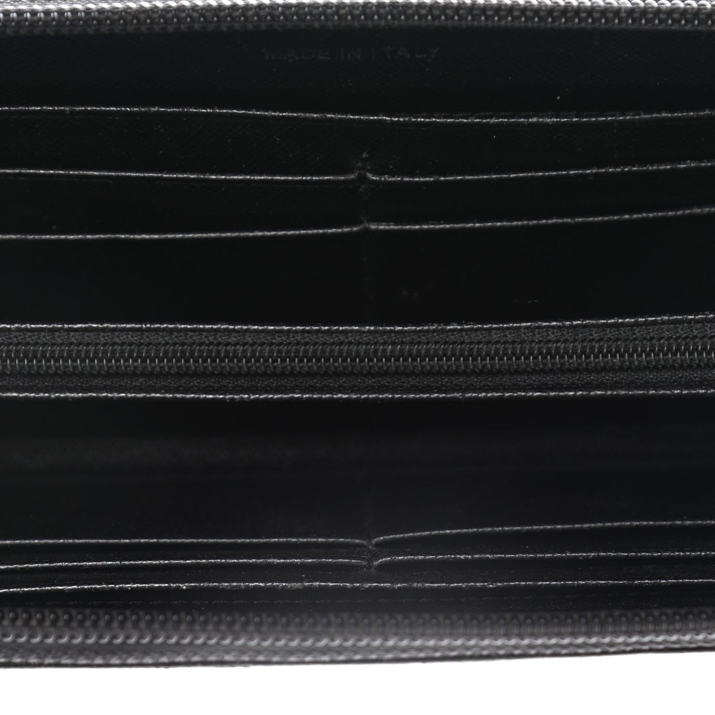Saffiano Triangle Zip Around Wallet Black
