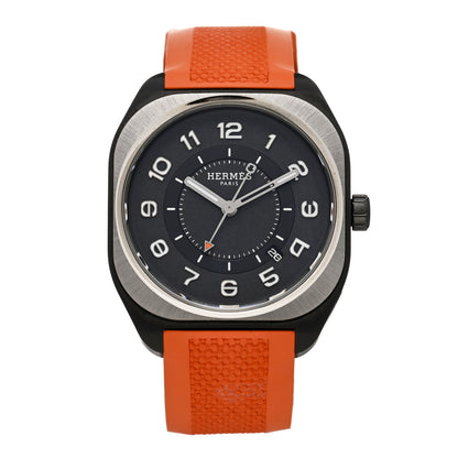 Hermes DLC Coated Titanium Rubber 39mm H08 Automatic Watch Orange 1 of 5