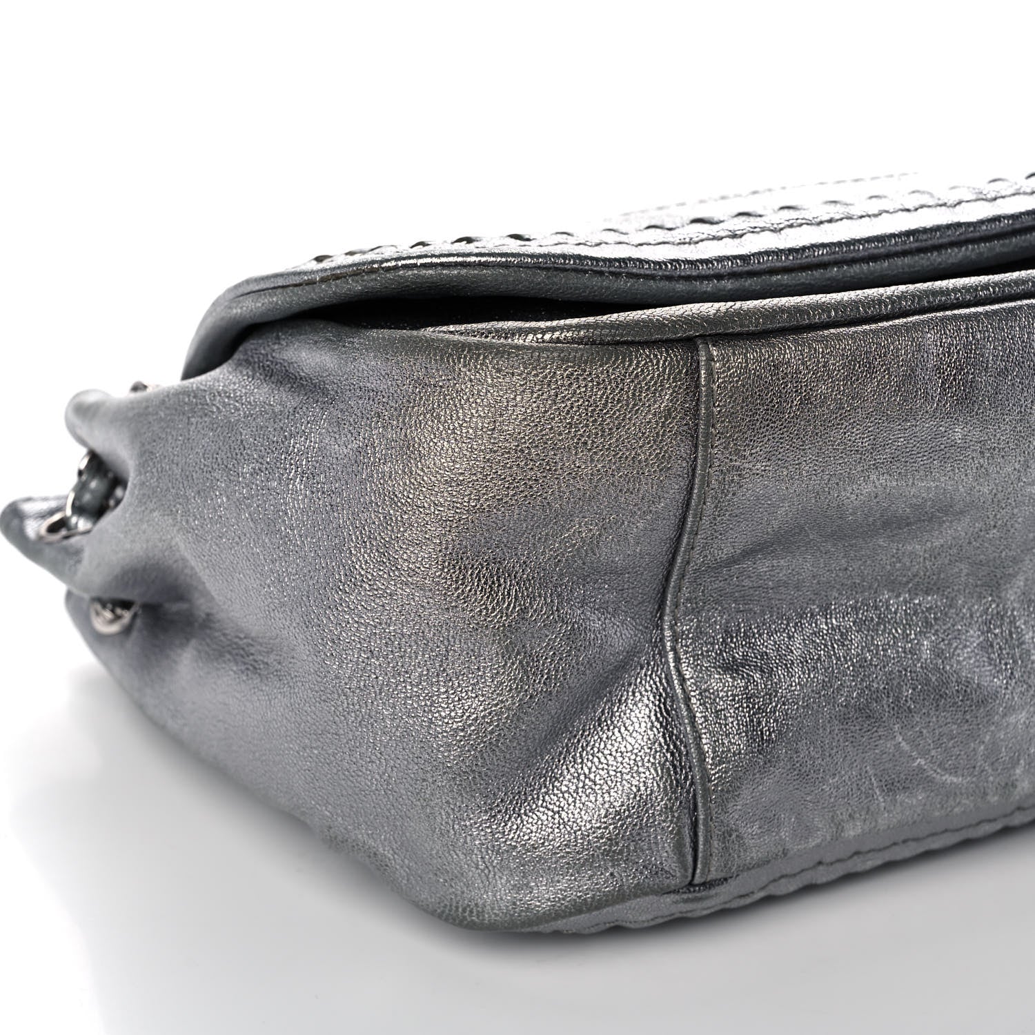 Chanel Metallic Deerskin Luxe Ligne Flap Silver 9 of 11
