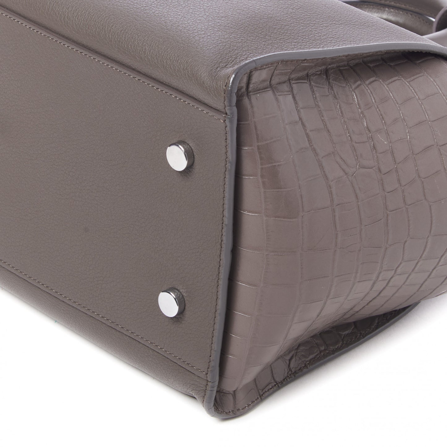 Smooth Calfskin Crocodile Embossed Small Monogram Downtown Cabas Earth