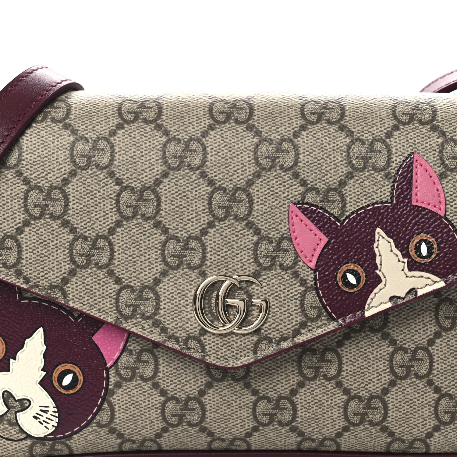 Gucci GG Supreme Monogram Cat Print Mini Shoulder Bag Beige Ebony