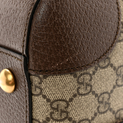 Gucci GG Supreme Monogram Textured Dollar Calfskin Web Medium Savoy Duffle Bag Beige Ebony New Acero 9 of 11