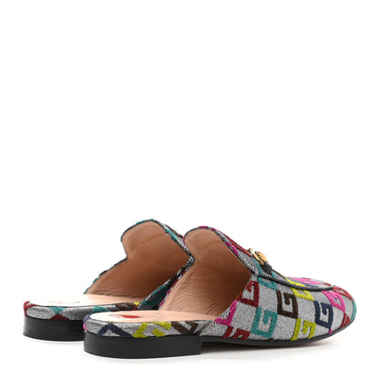 Gucci Velvet Lurex Square G Womens Princetown Slippers 37 Silver Multicolor 4 of 10