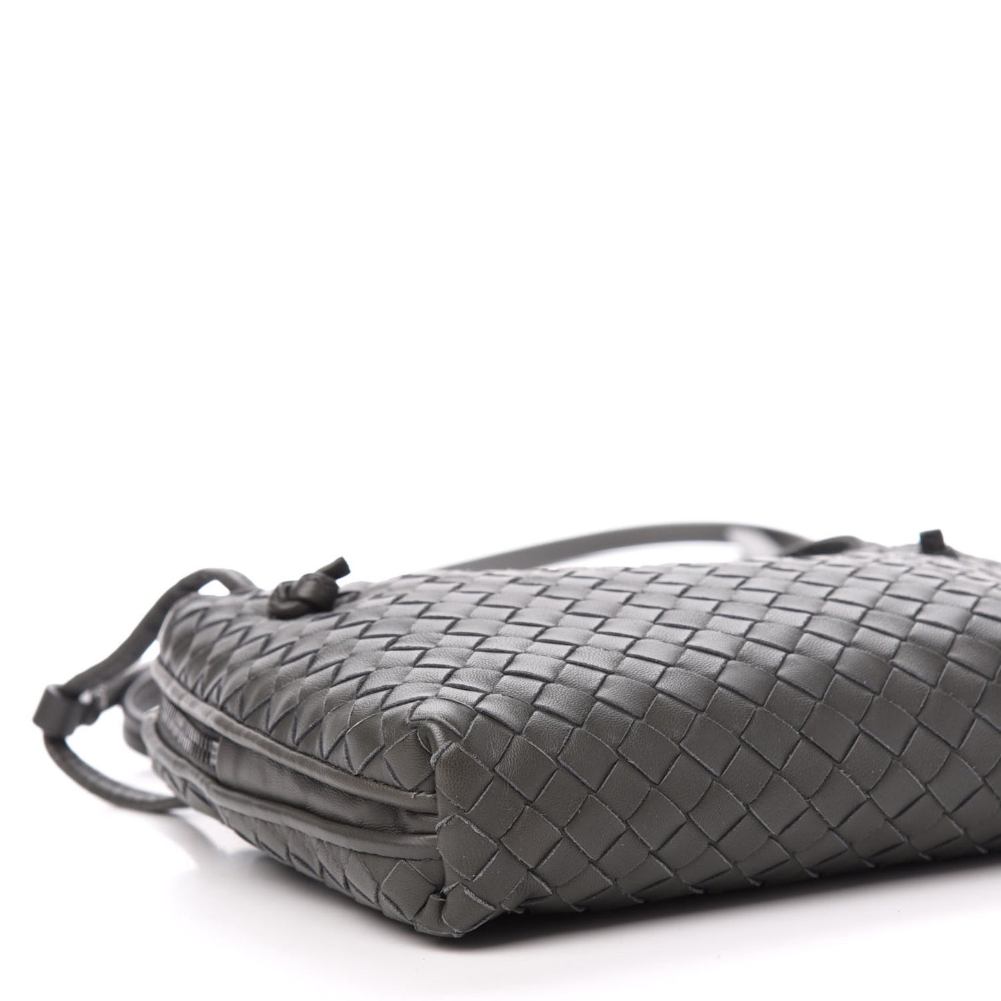 Nappa Intrecciato Pillow Crossbody Messenger Light Grey