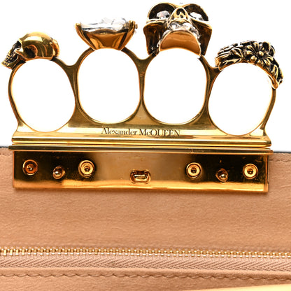 Alexander McQueen Calfskin Crocodile Embossed Knuckle Flat Clutch Black Gold 7 of 9