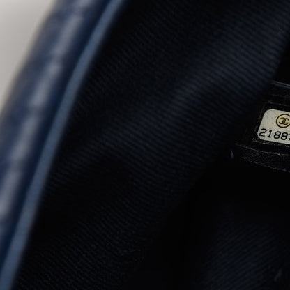 Chanel Calfskin Surpique Chevron Medium Flap Navy 9 of 10