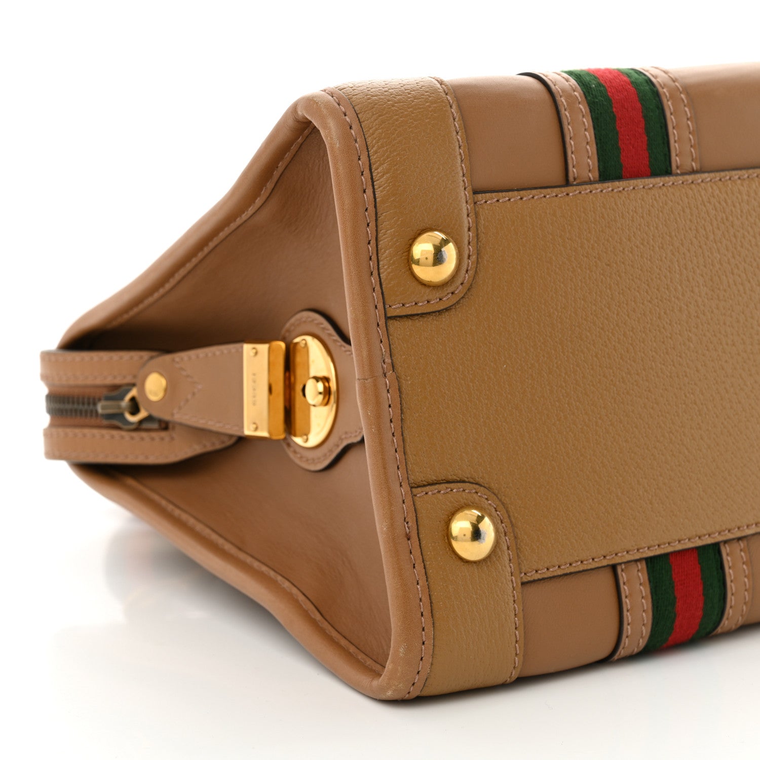 Gucci Koi Calfskin Medium Bauletto Duffle Top Handle Bag Tan 9 of 14