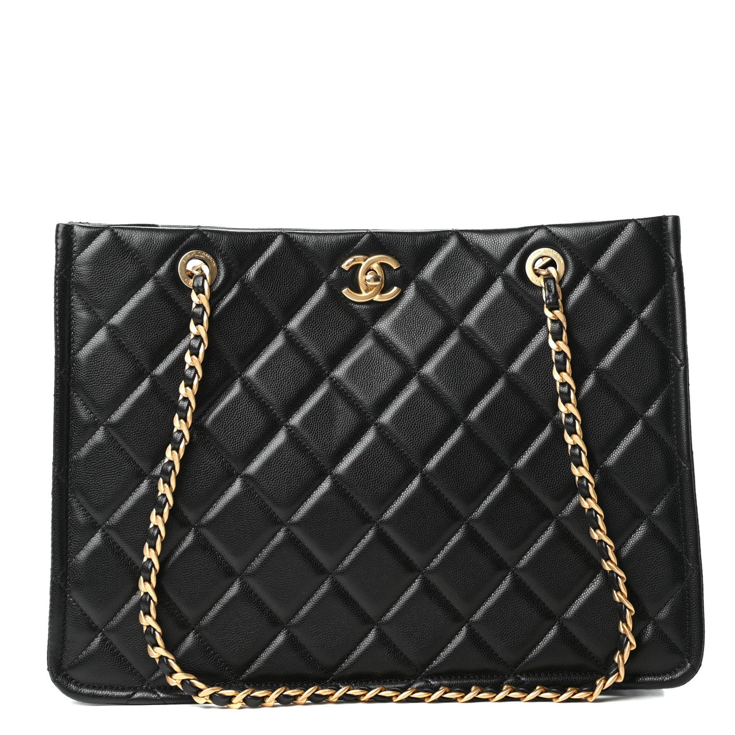 Caviar Quilted Sweet Classic Shopping Tote Black