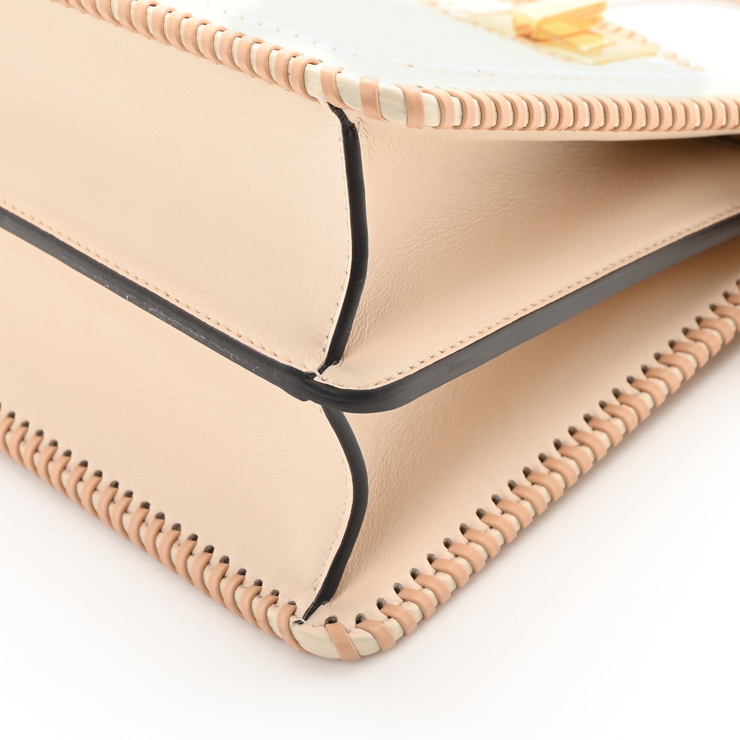 Fendi Vitello Grace Shiny Nappa Helix Woven Small Peekaboo I SEE U Satchel Camelia White Rice 9 of 9