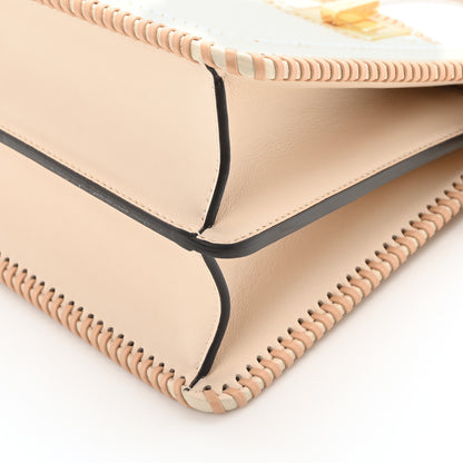 Fendi Vitello Grace Shiny Nappa Helix Woven Small Peekaboo I SEE U Satchel Camelia White Rice 9 of 9